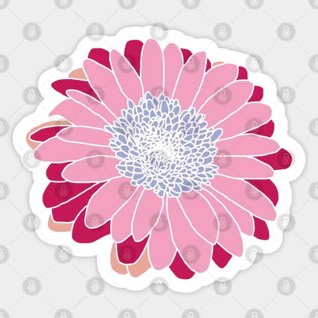 Painted Daisy Flower in Pink and Blue Graphic Sticker by ellenhenryart